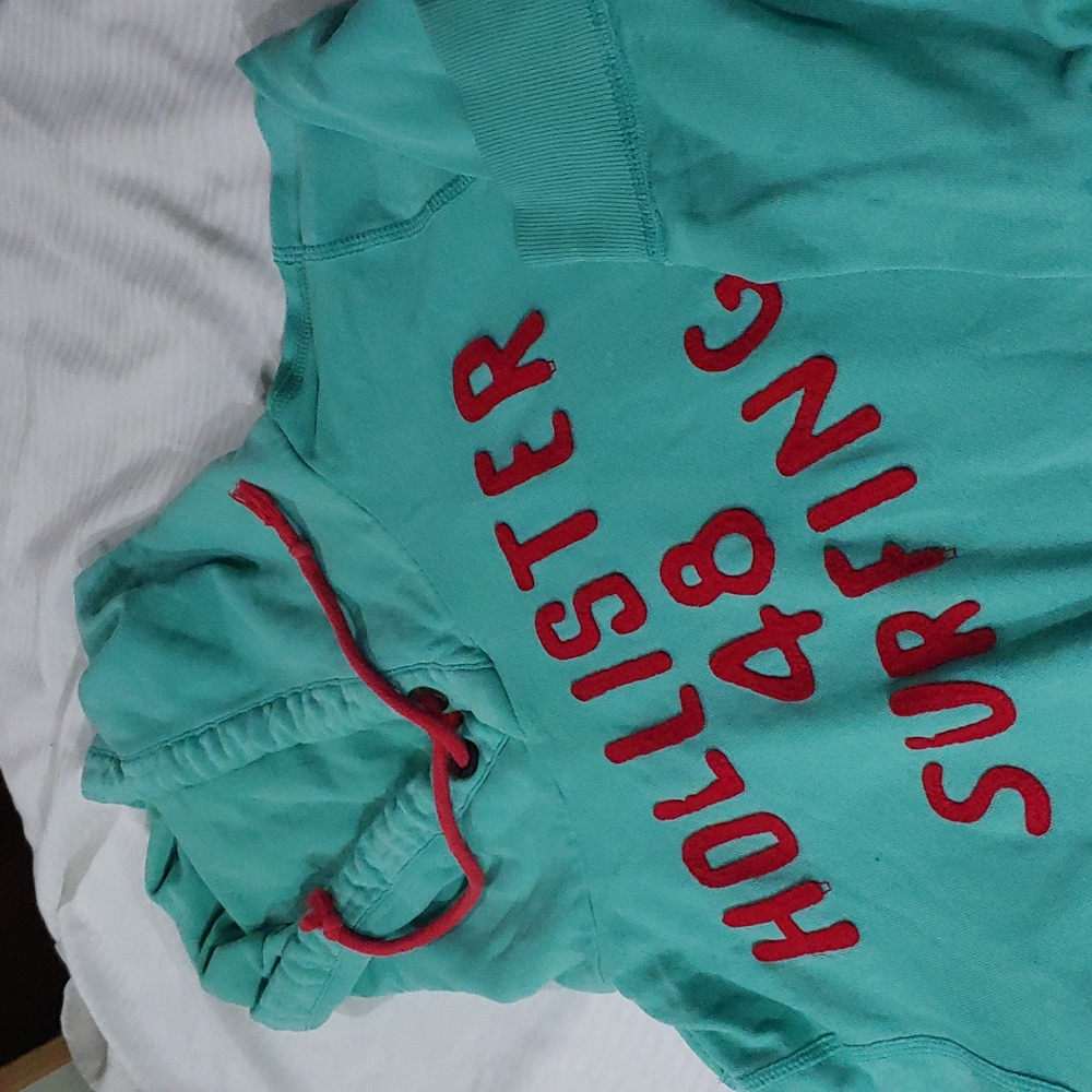 Hollister ‘48 Surfing’ teal pullover hoodie